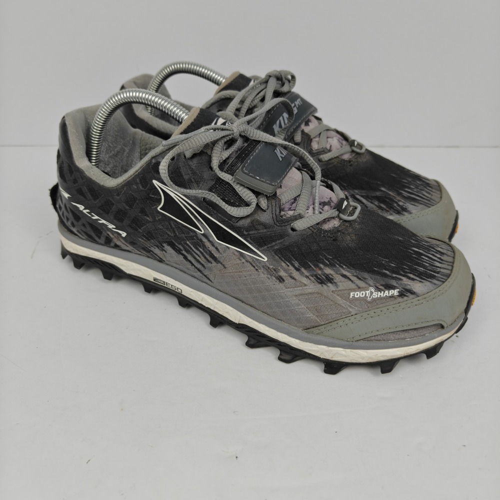 Altra King MT 1.5 Womens 10.5 Black Gray Hiking Trail Running Shoes Vibram EGO